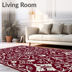Crimson White Floral Art Nouveau Rug