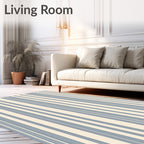 Classic Blue Cream Striped Rug