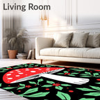Red Toadstool Holly Berry Garland Rug