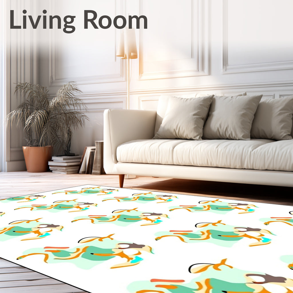 Abstract Aqua Orange Swirls Rug