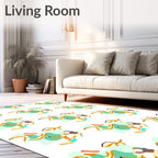 Abstract Aqua Orange Swirls Rug