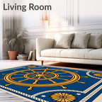 Golden Ship Wheel Nautical Sunburst Rug