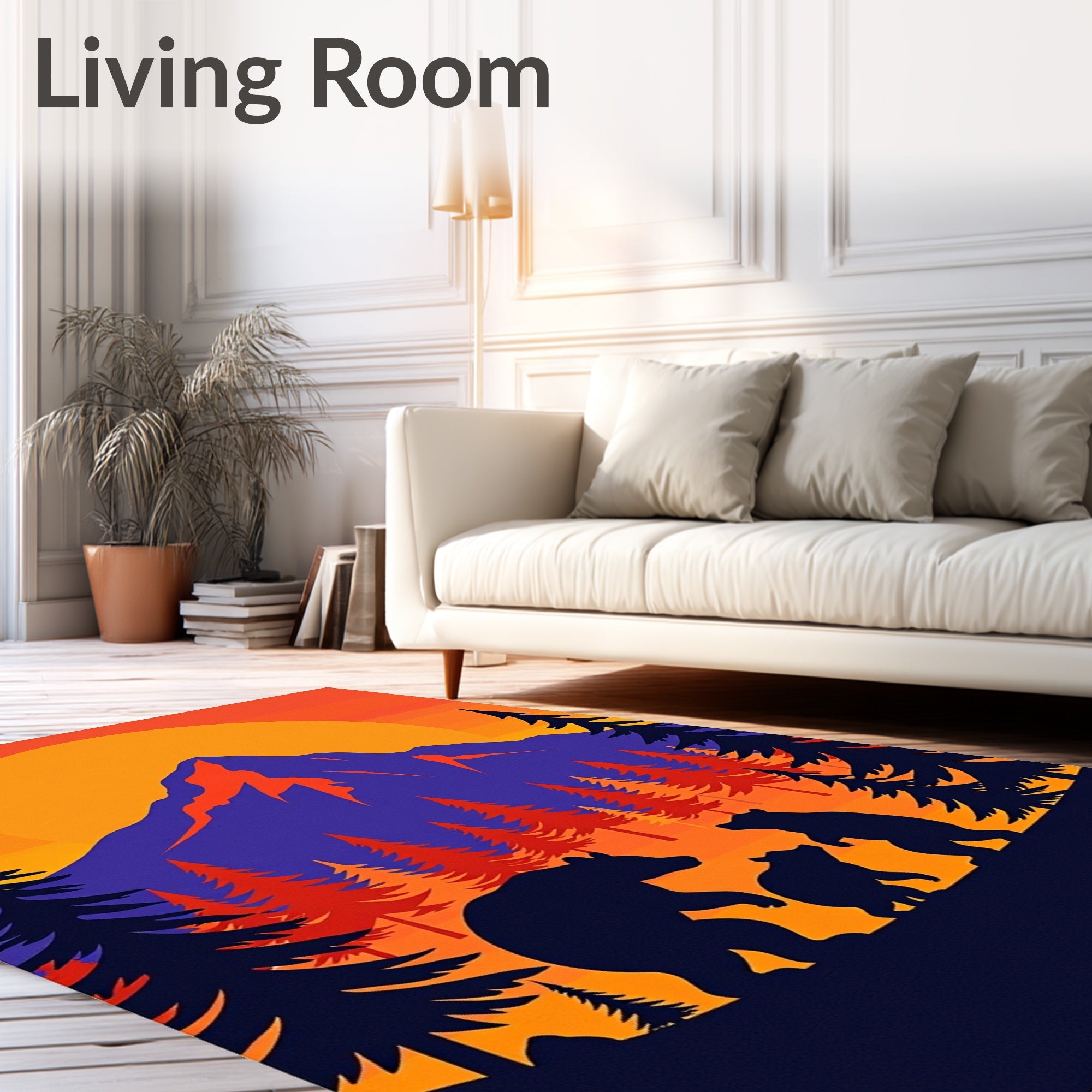 Sunset Mountain Bear Family Forest Rug