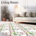 Red Green White Abstract Drip Art Rug