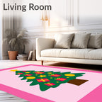 Festive Green Christmas Tree Gifts Rug