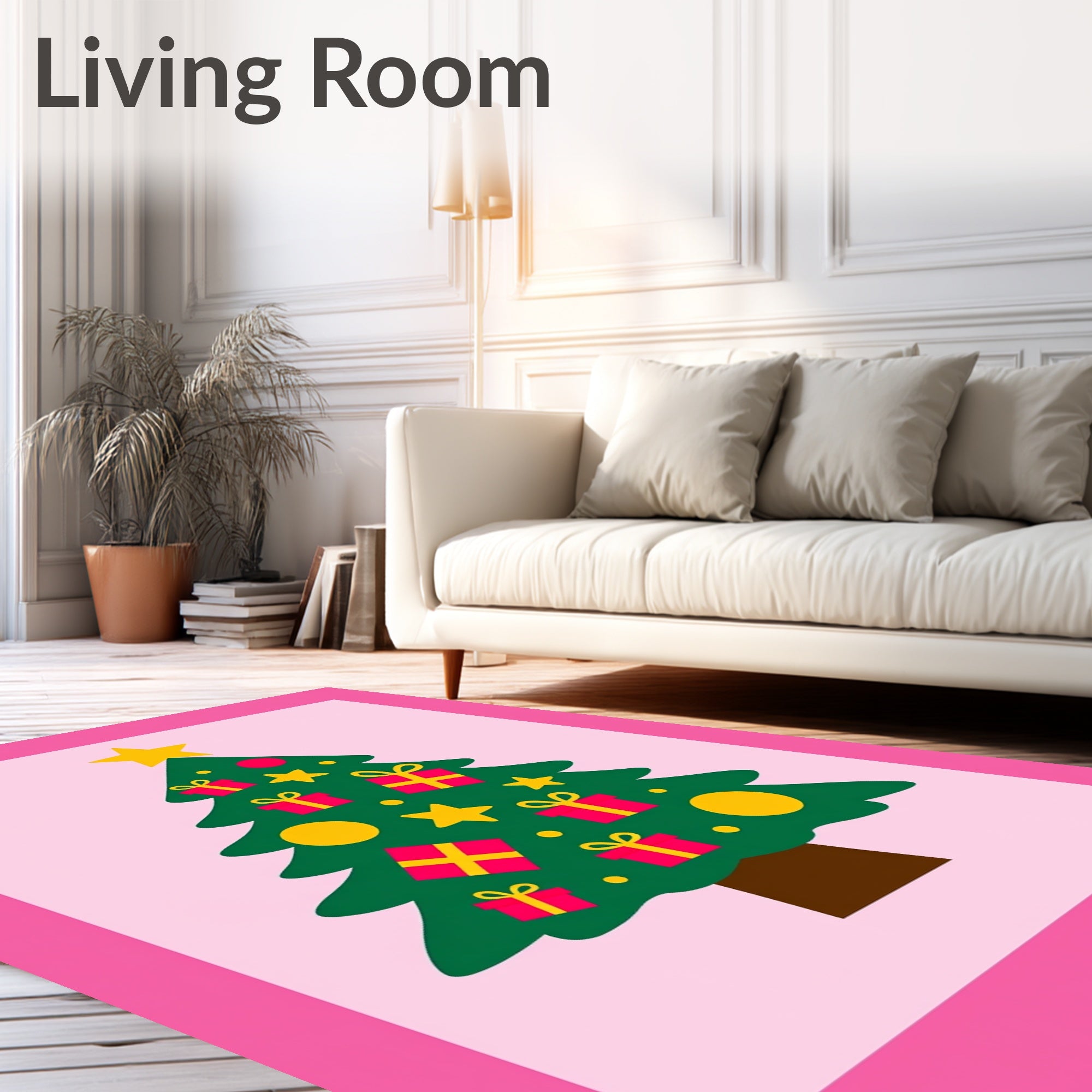 Festive Green Christmas Tree Gifts Rug