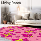Pink Floral Flamingo Ornament Collage Rug