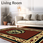 Elegant Gold Emblem Brown Square Rug