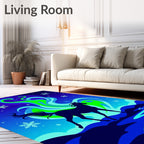 Midnight Horse Under Aurora Borealis Rug