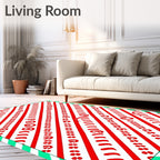 Diagonal Red Swirl Ribbon Stripe Rug