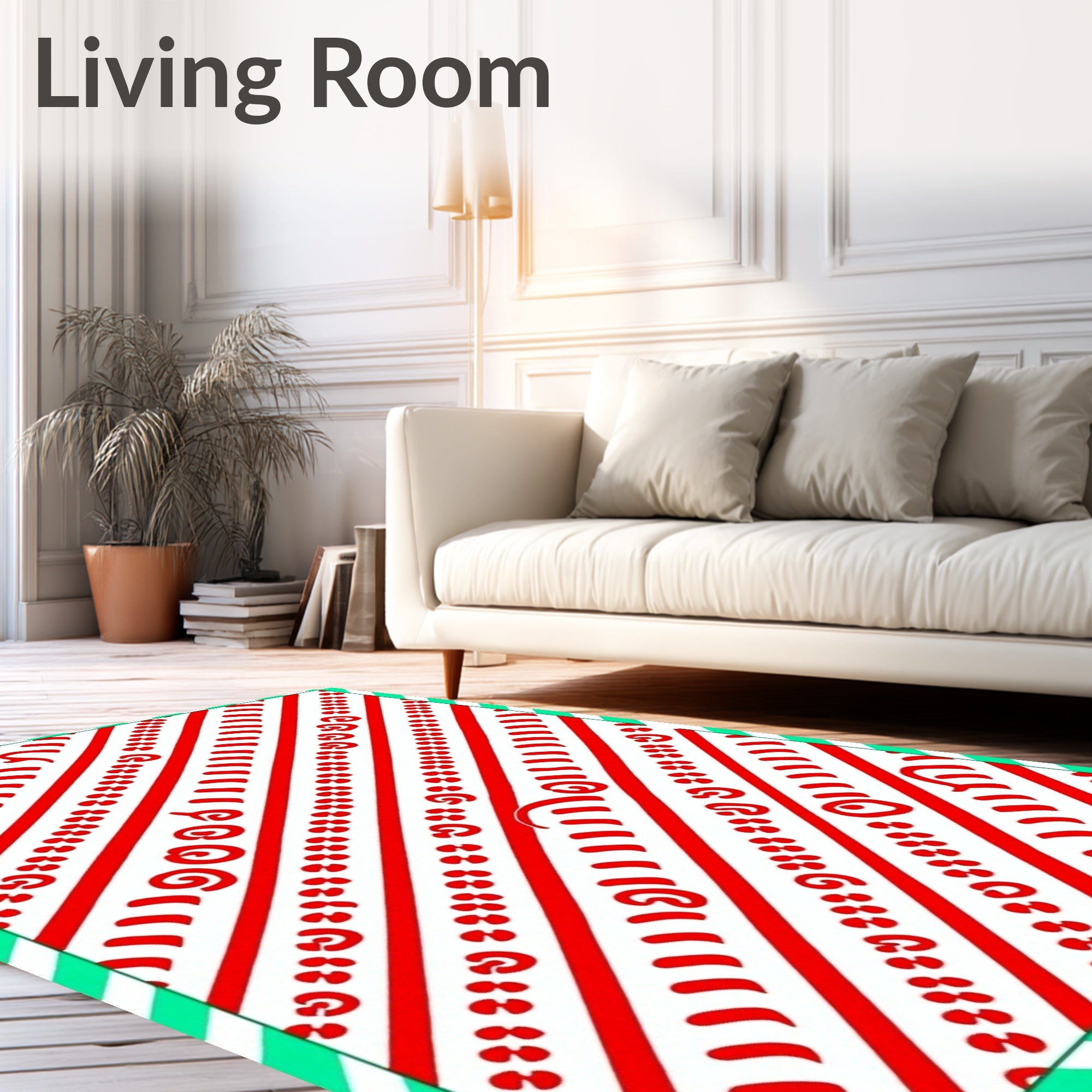 Diagonal Red Swirl Ribbon Stripe Rug