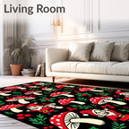 Whimsical Red Mushroom Gnome Garden Rug