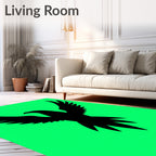 Bold Black Eagle Vivid Green Background Rug