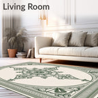 Art Deco Emerald Geometric Medallion Rug