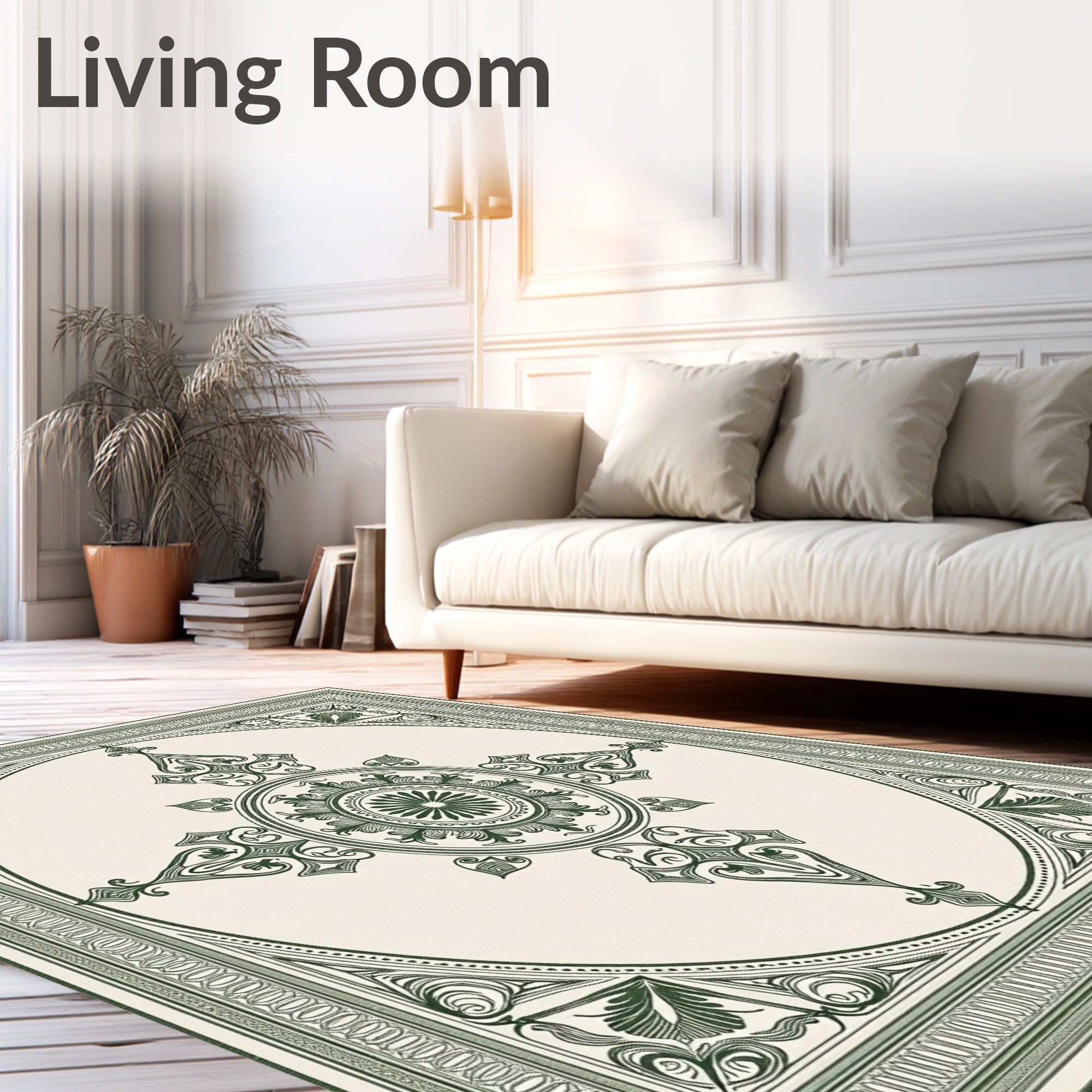 Art Deco Emerald Geometric Medallion Rug
