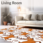 Playful Brown Deer Swirl Whimsy Rug