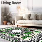 Green Leaf Bordered Medallion Rug