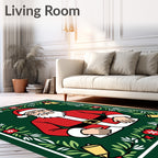Festive Santa Claus Christmas Wreath Rug