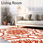 Bold Red Floral Medallion Scroll Rug