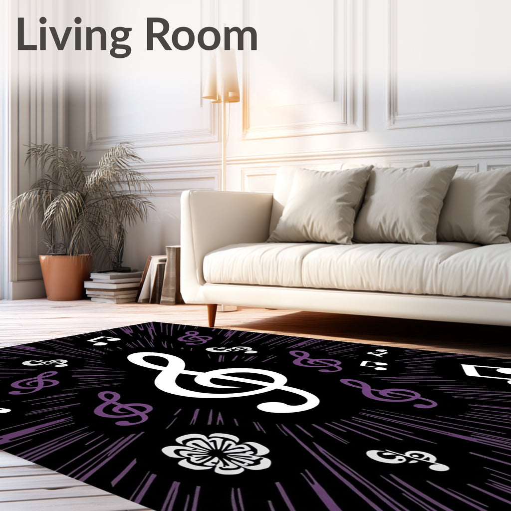 Purple Treble Clef Burst Rug
