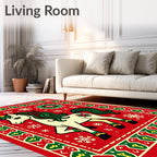 Festive Whimsical Unicorn Snowflake Christmas Rug