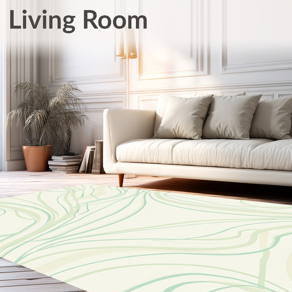 Light Green Swirling Abstract Lines Rug