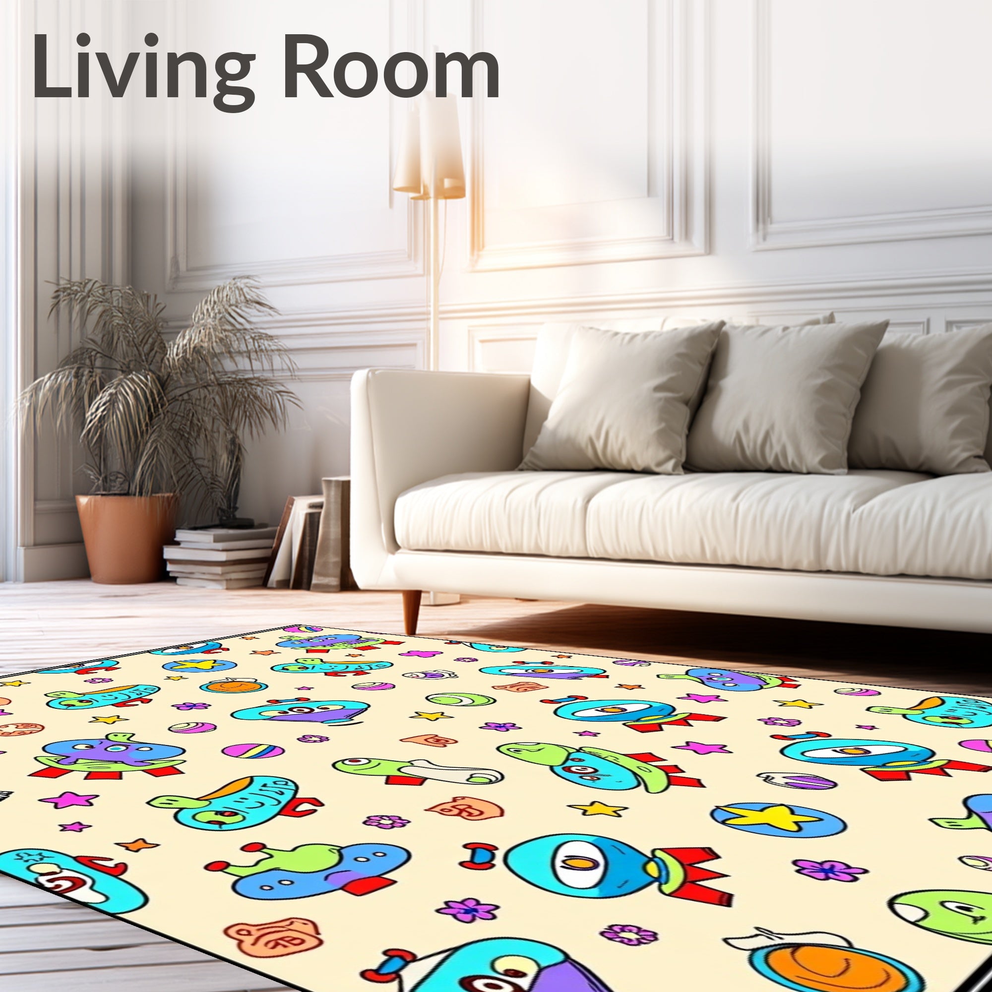 Whimsical Alien Space Creatures Collection Rug