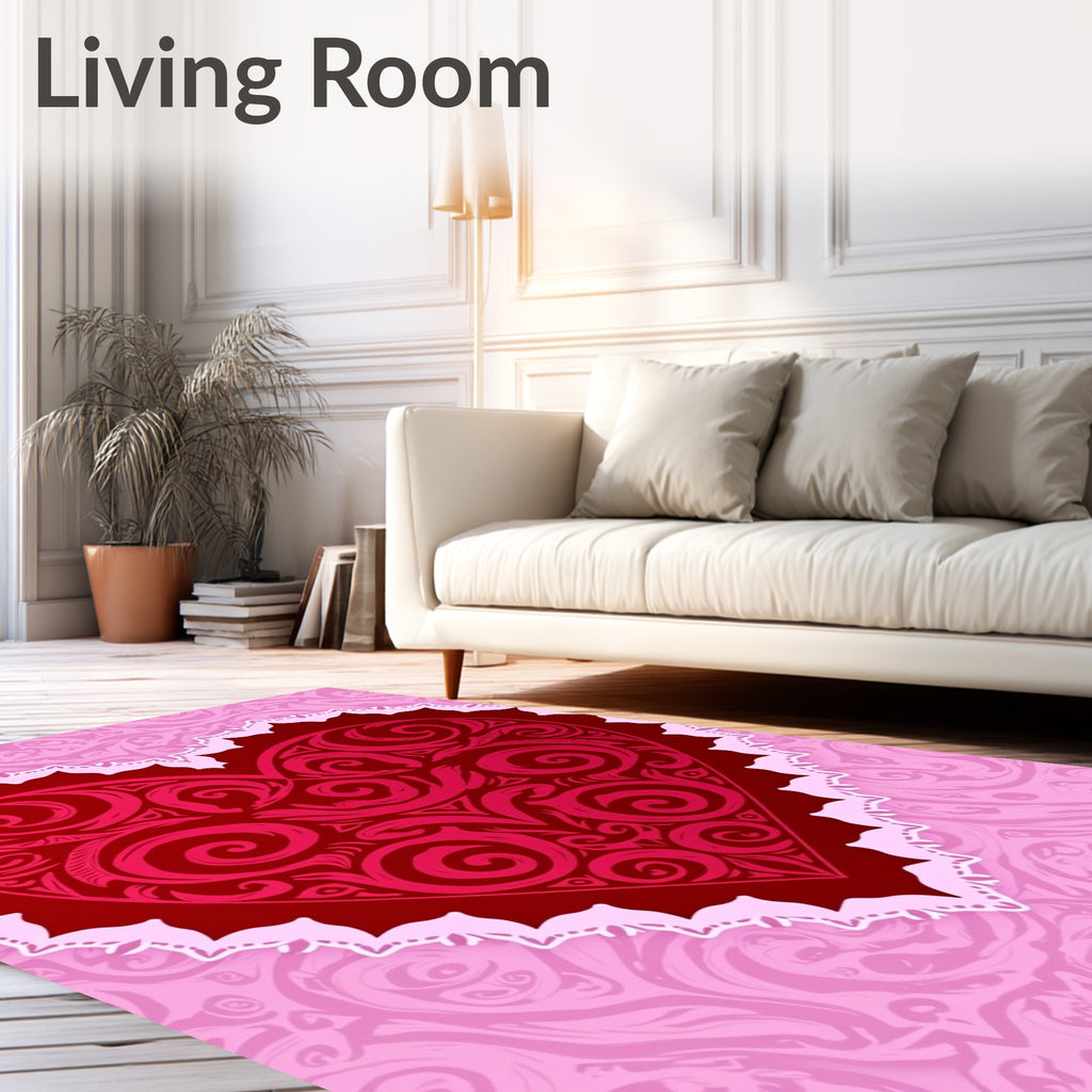 Crimson Heart Lace Motif Rug