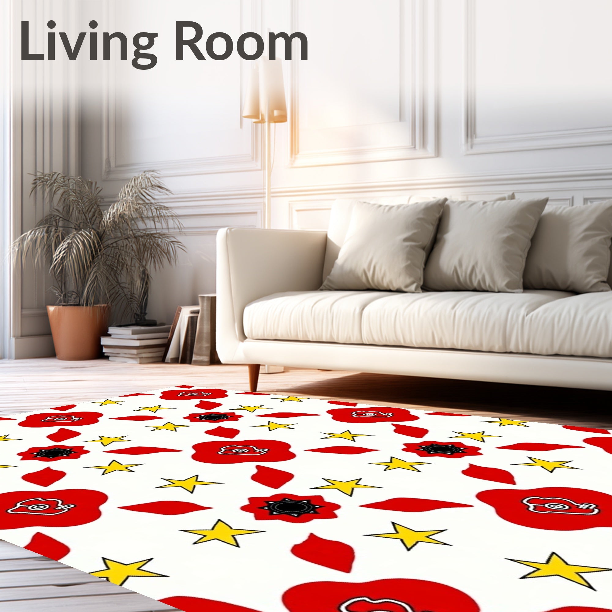 Red Poppy Yellow Star Radiance Rug