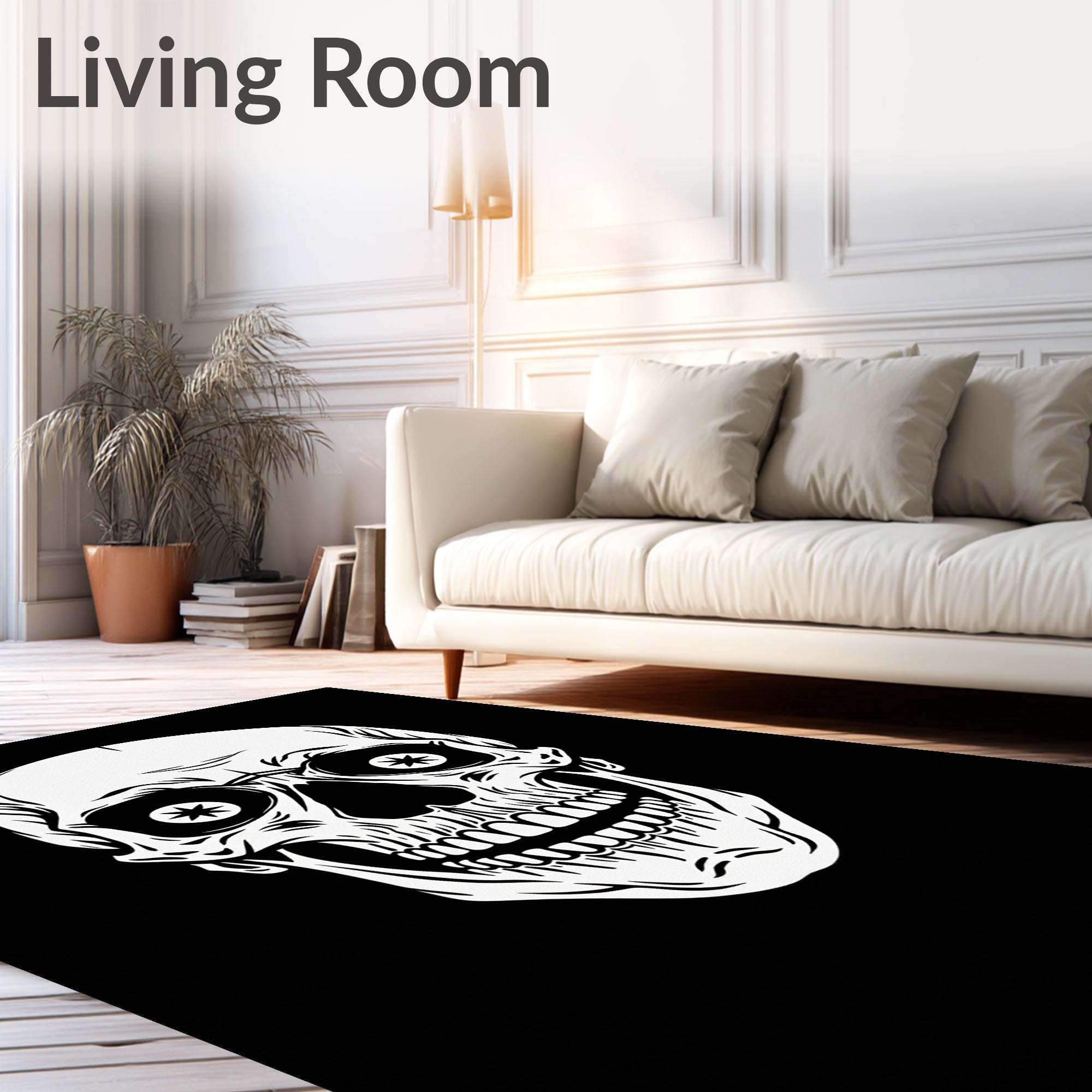 Mono Starry Eyed Skull Graphic Rug
