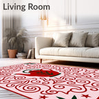 Crimson Teapot Swirls Garden Rug