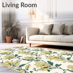 Golden Yellow Floral Vine Art Rug