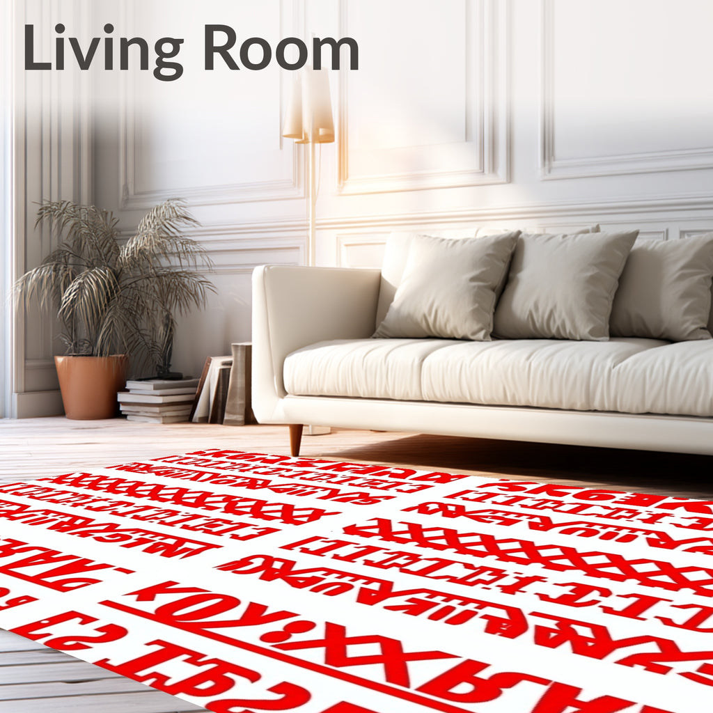 Bold Red Geometric Motif Stripe Rug