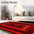 Red Black Geometric Abstract Glitch Rug