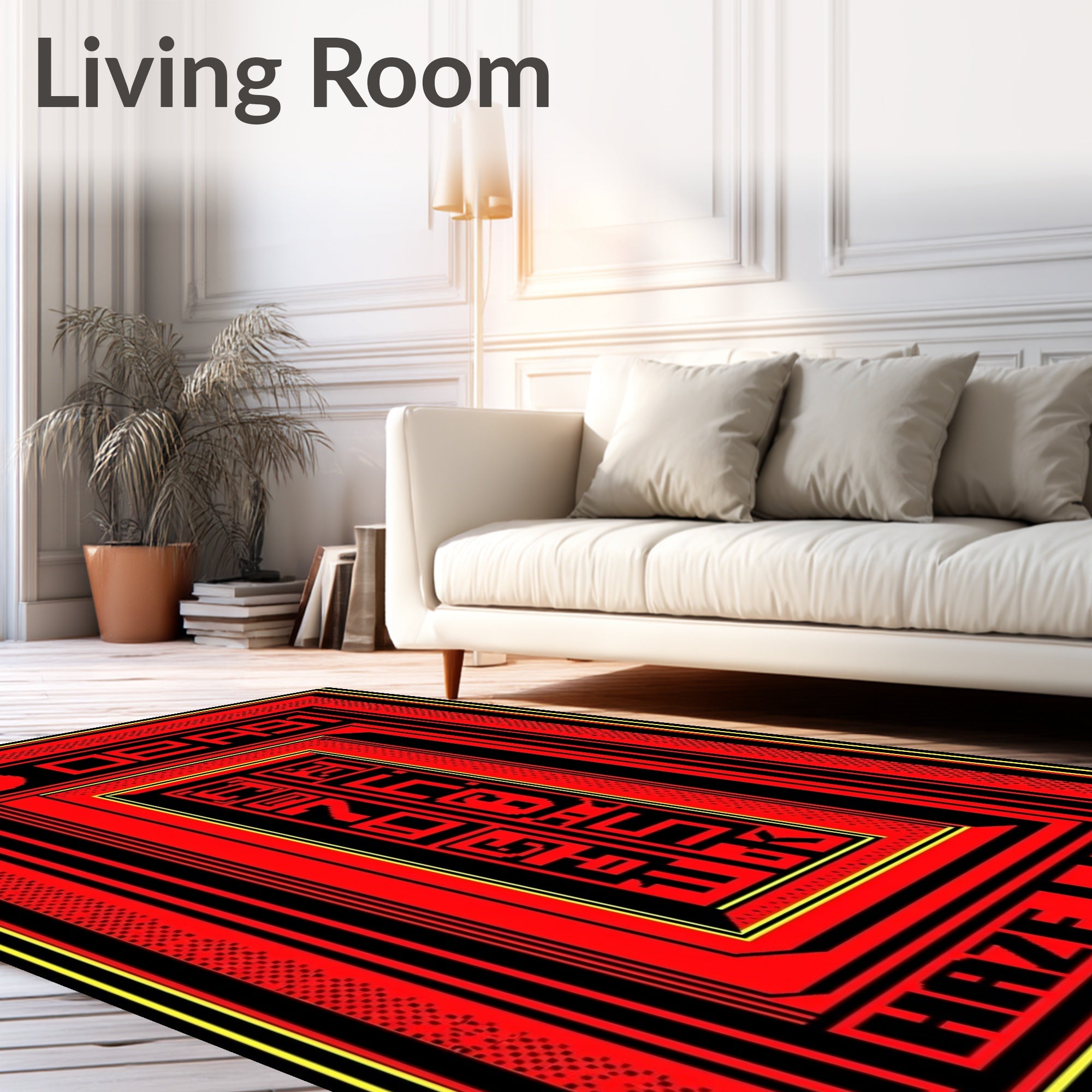 Red Black Geometric Abstract Glitch Rug