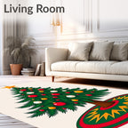 Festive Green Star Ornaments Rug