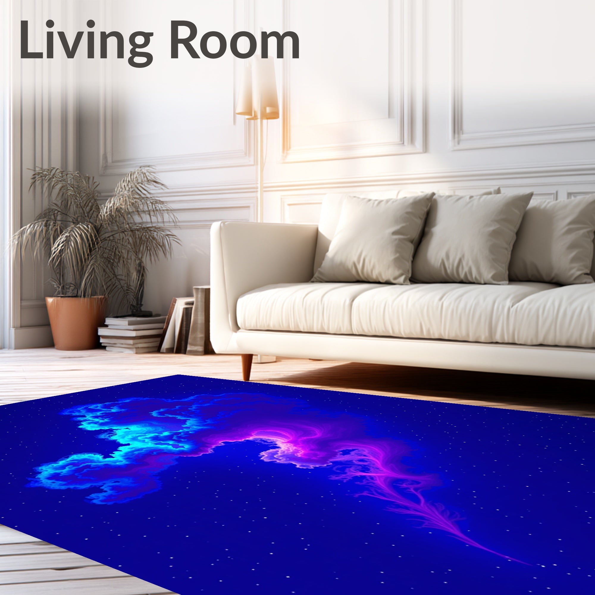 Deep Blue Nebula Cosmic Cloud Rug