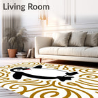 Playful Penguin Golden Swirls Rug