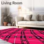 Pink Heart Plaid Tartan Check Rug