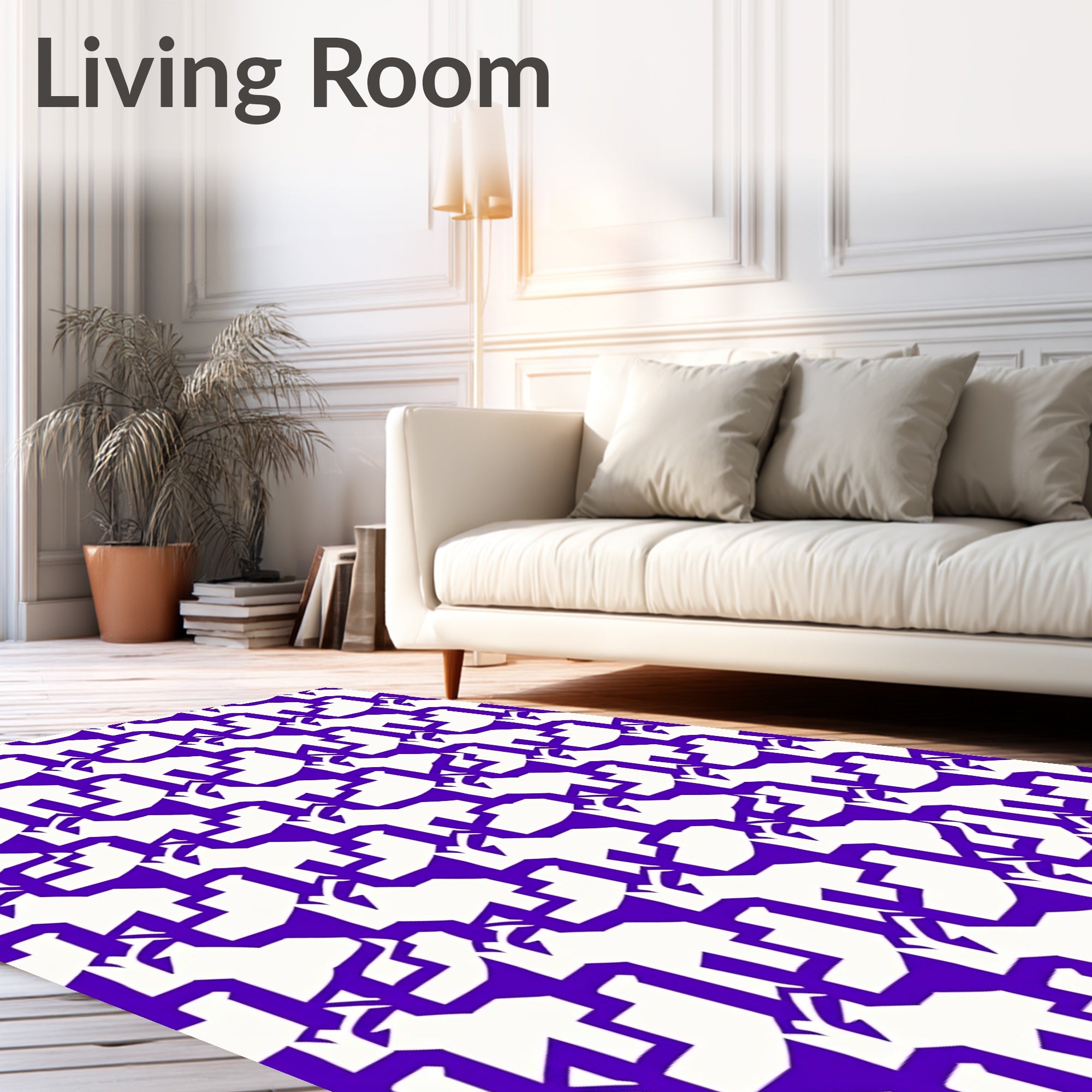 Bold Violet Modern Geometric Houndstooth Rug