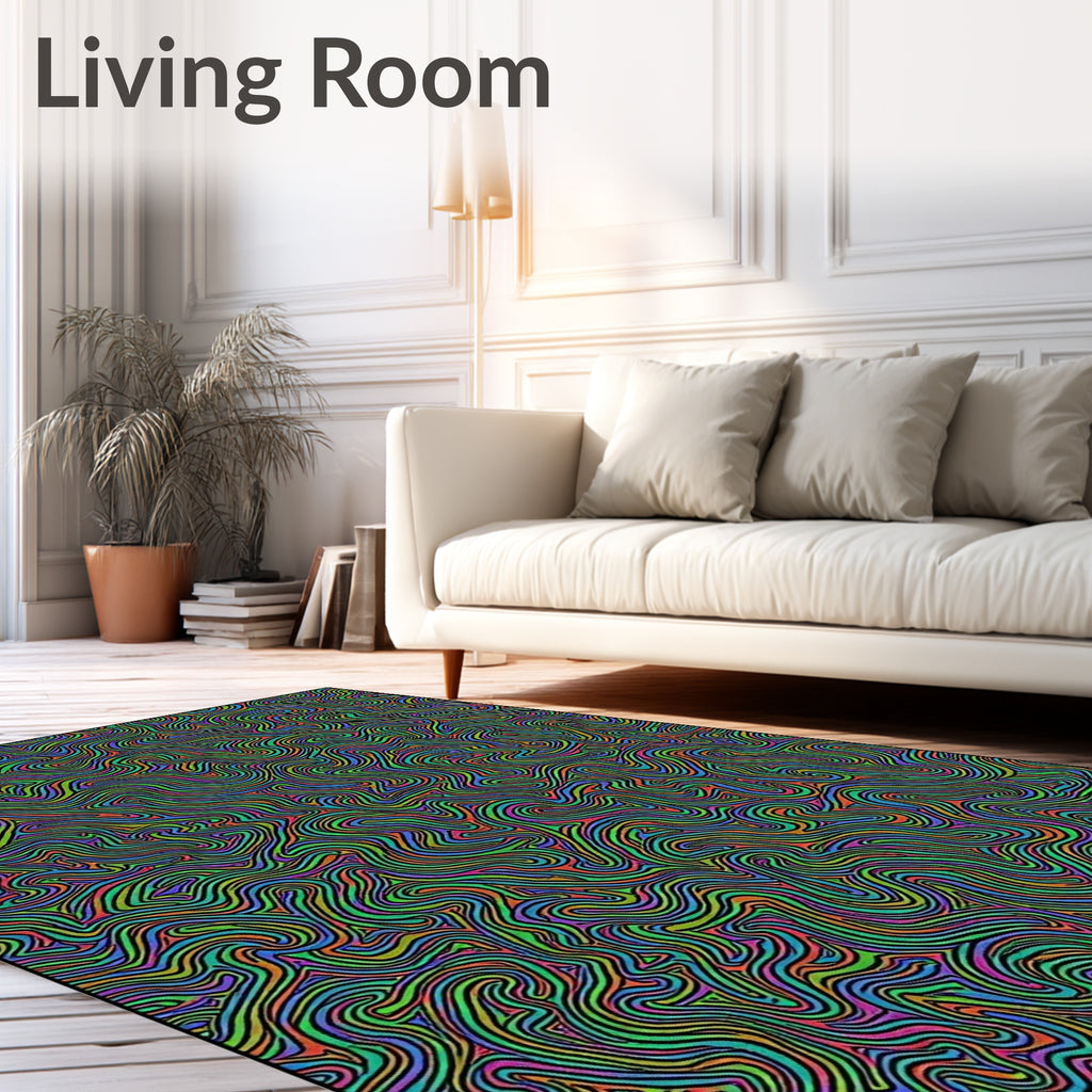Colorful Wavy Line Swirl Rug