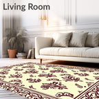 Traditional Crimson Floral Damask Rug