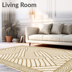 Subtle Gold Woven Abstract Border Rug