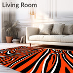 Bold Orange White Black Swirl Rug
