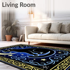 Cosmic Black Cat Moon Night Rug
