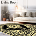 Cream Black Medallion Arabesque Rug