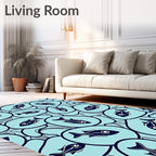 Navy Fish In Aqua Ovals Rug
