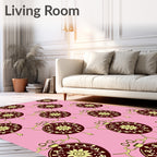 Burgundy Floral Ornament Gold Chain Rug