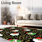 Whimsical Christmas Sheep Golden Swirls Rug