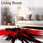 Radiant Red Black Burst Rug